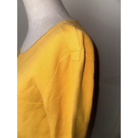 AMBER SUN GOLD YELLOW SWEATER BLAZER JACKET KNIT CAREER BUSINESS Sz Med - Picture 4 of 8